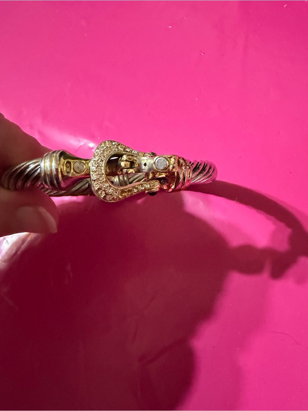 VTG Twisted Cable Renaissance Revival CZ's & Buckle Design Bracelet Bangle - Picture 2 of 7
